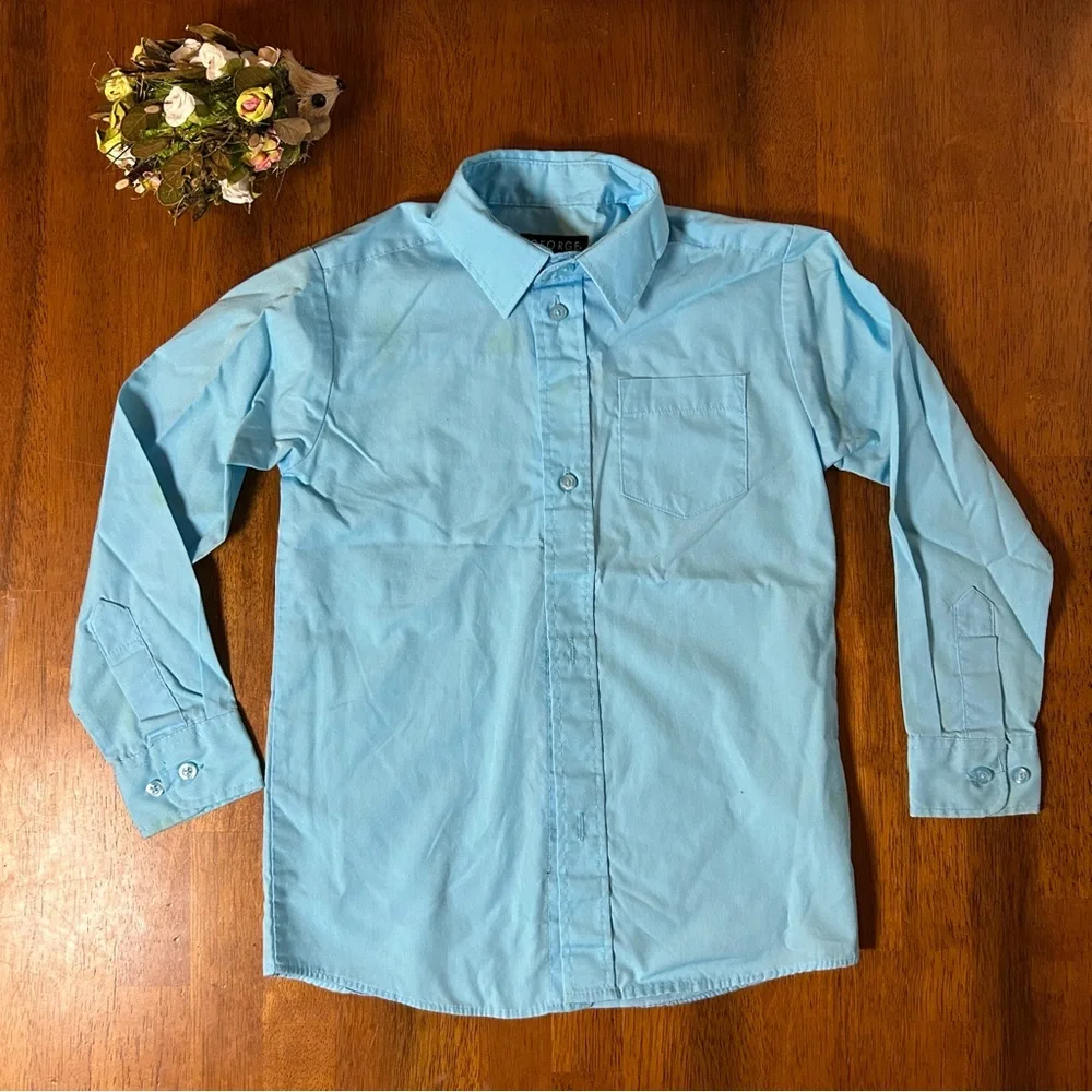 George Boys Light Blue Long Sleeve Dress Shirt — Size 6/7
